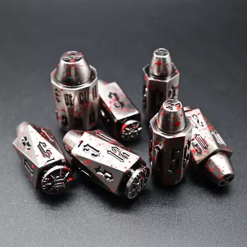 Metal Bullet Dice 7pcs Set D100 D20 D6 D4