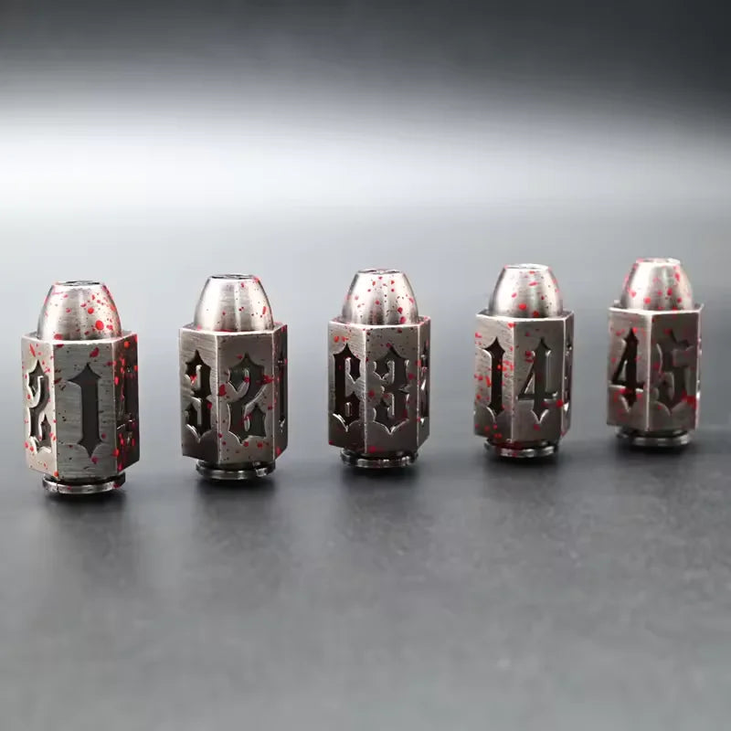 Metal Bullet Dice 7pcs Set D100 D20 D6 D4