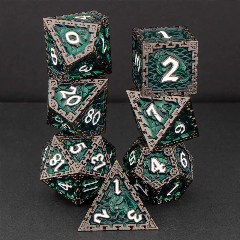 Metal 7 pcs DND Dice Set Dice D20 D12 D10 D8 D6 D4