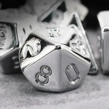 7 Pcs Silver Plating Dice Set  D4 D6 D8 D10 D% D12 D20