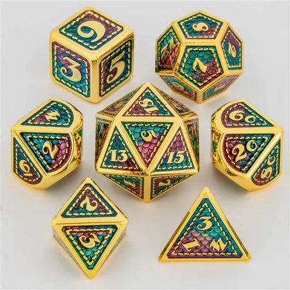 Metal 7 pcs DND Dice Set Dice D20 D12 D10 D8 D6 D4