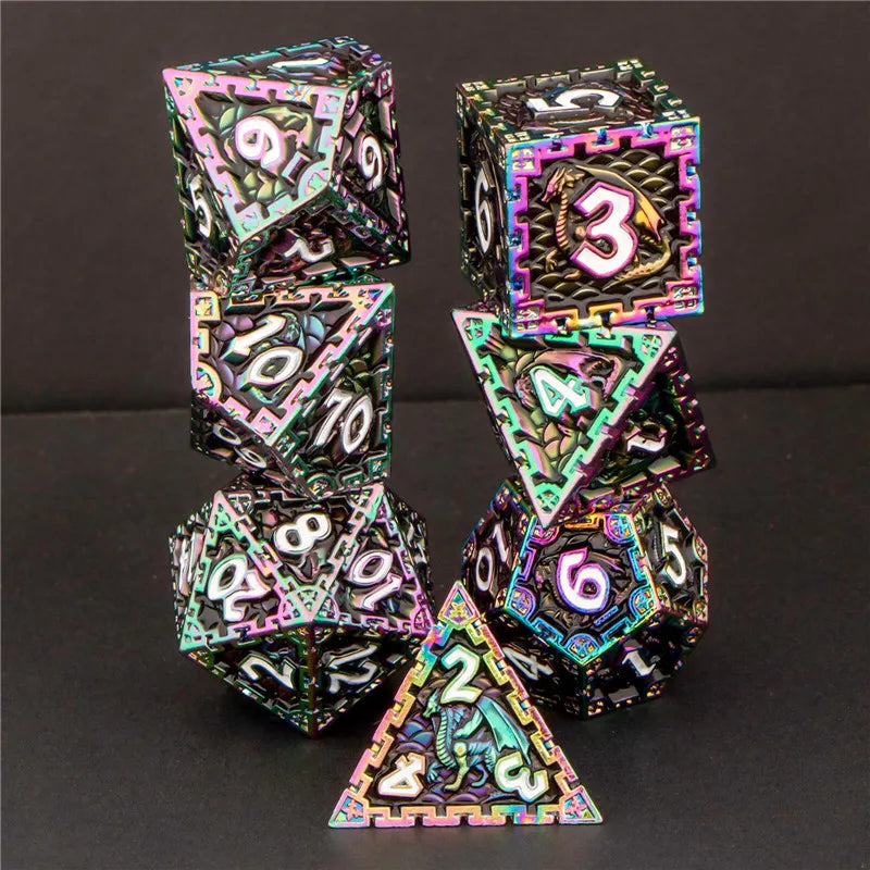 Metal 7 pcs DND Dice Set Dice D20 D12 D10 D8 D6 D4