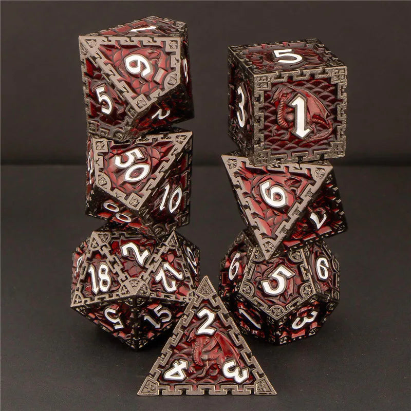 Metal 7 pcs DND Dice Set Dice D20 D12 D10 D8 D6 D4