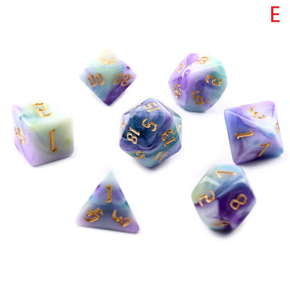 7-Dice D4 D6 D8 D10 D% D12 D20 
Black Purple Blue Swirl