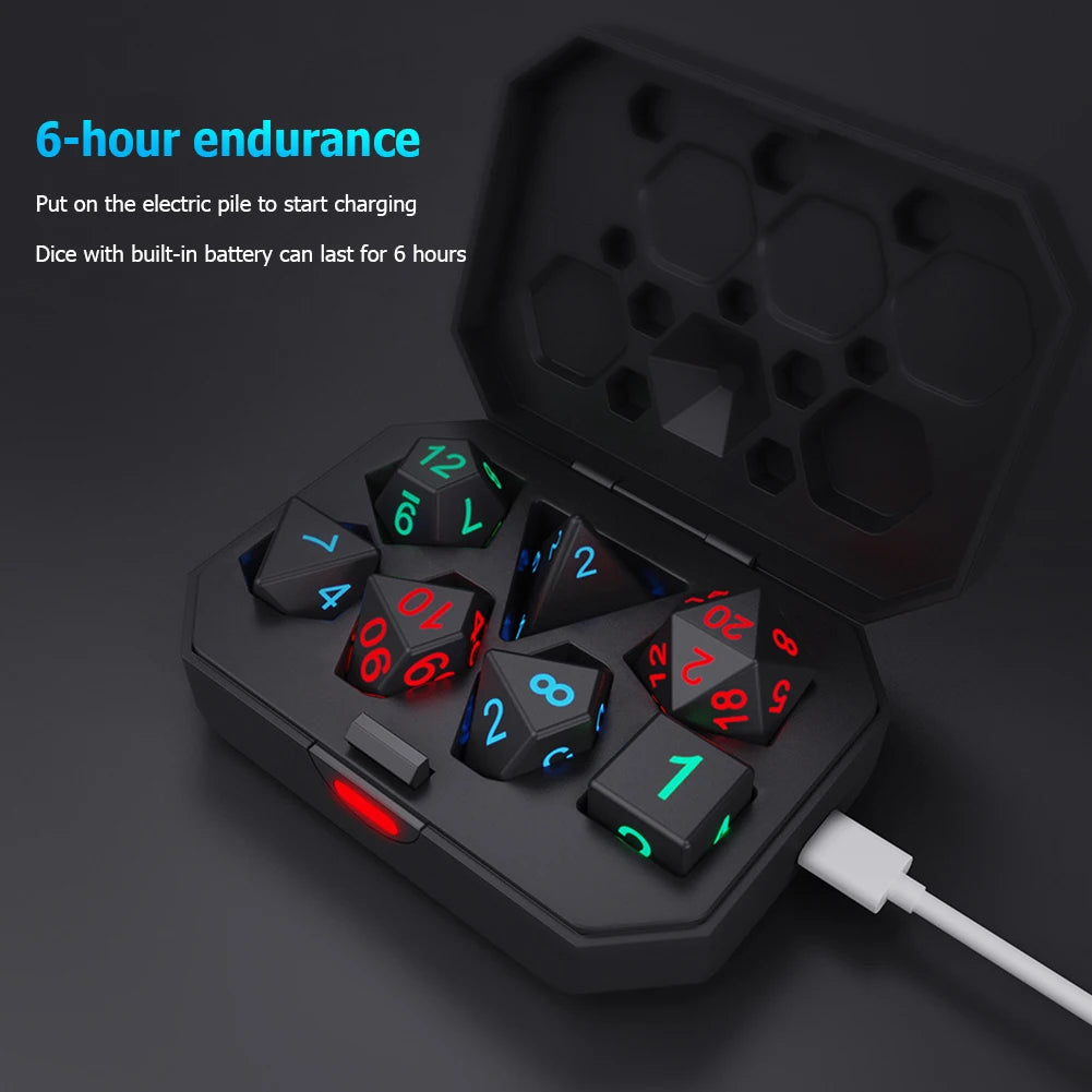 7Pcs Light Up Rechargeable Dice Set