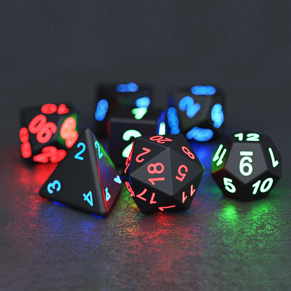 7Pcs Light Up Rechargeable Dice Set