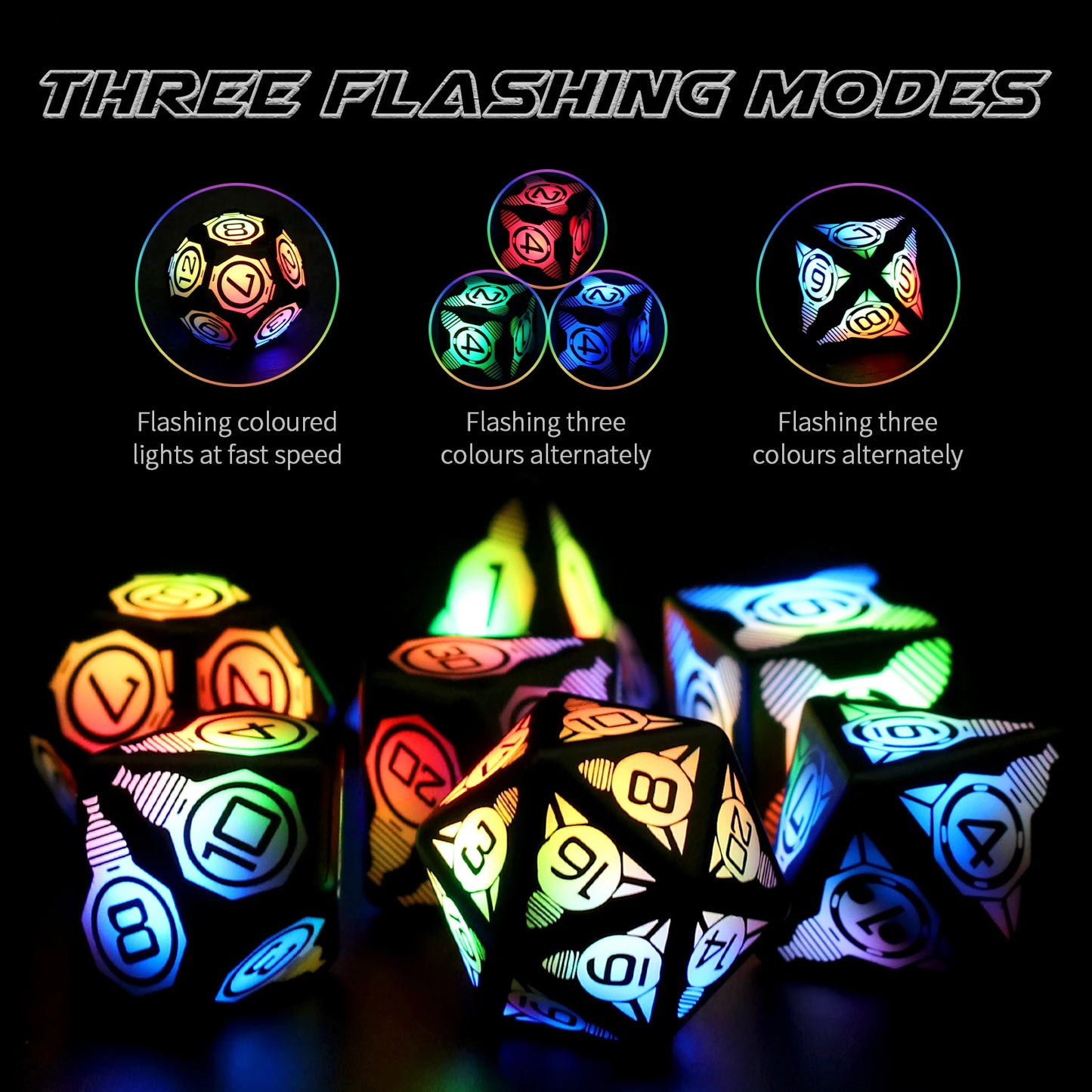 7 PCS LED Electronic  Magnetic Charging Dice with Charging Box,