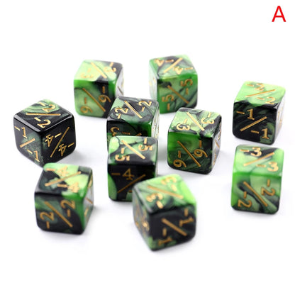 10Pcs Red/ Black MTG 16mm 6 Side Dice Counters +1/-1 Counting Dice Token & Loyalty Dice