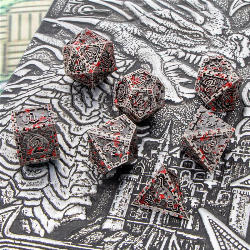 Metal 7 pcs DND Dice Set Dice D20 D12 D10 D8 D6 D4