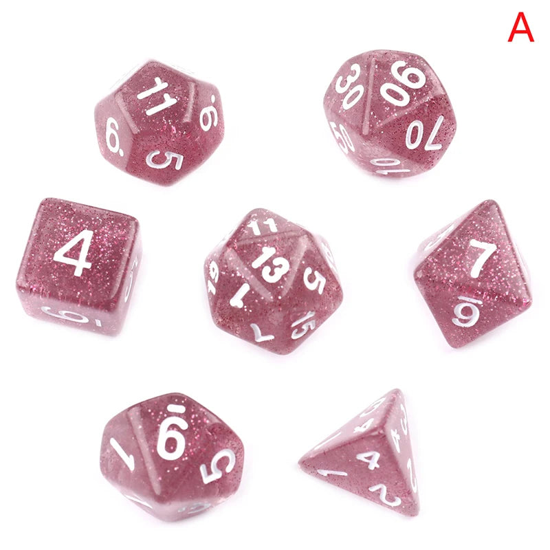 7-Dice D4 D6 D8 D10 D% D12 D20 
Purple White Swirl