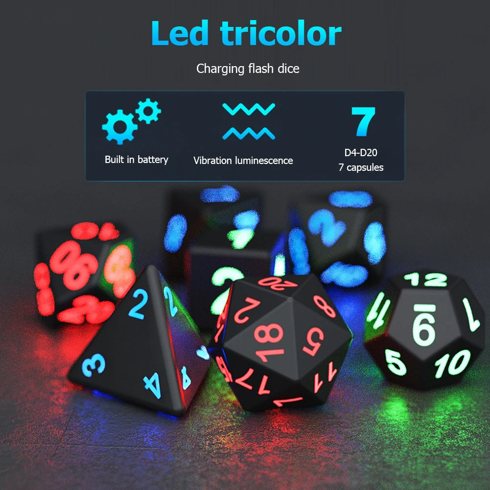 7Pcs Light Up Rechargeable Dice Set