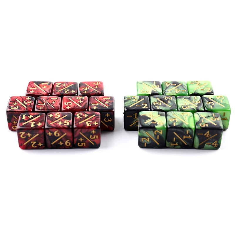 10Pcs MTG 16mm 6 Side Dice Counters +1/-1 Counting Dice Token & Loyalty Dice