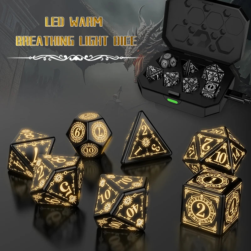 Rechargeable 7 PCS LED Luminous Dice