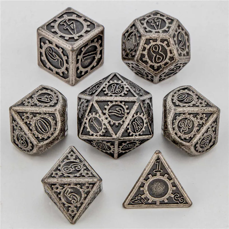 Metal 7 pcs DND Dice Set Dice D20 D12 D10 D8 D6 D4