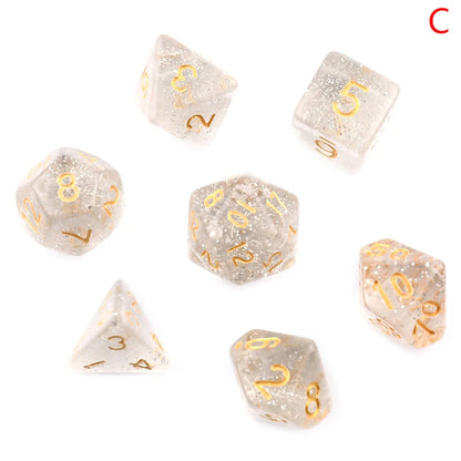 7-Dice D4 D6 D8 D10 D% D12 D20 
Purple White Swirl