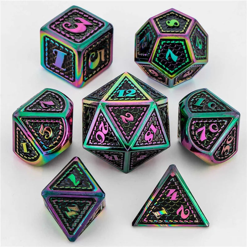 Metal 7 pcs DND Dice Set Dice D20 D12 D10 D8 D6 D4